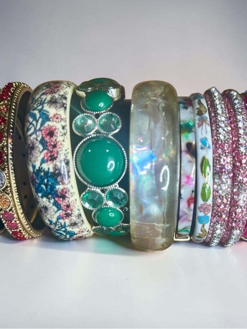 Bracelets:  A Signature Faith Chic Floral and Cloisonné Bracelet Set - Picture 4 of 6